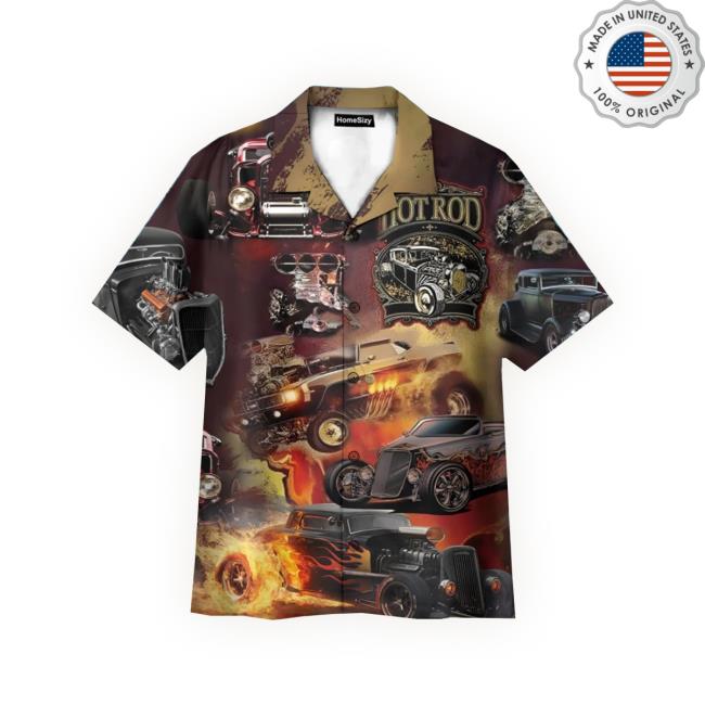 Official Hot Rod Car On Fire Hawaiian Crewneck Sweatshirt