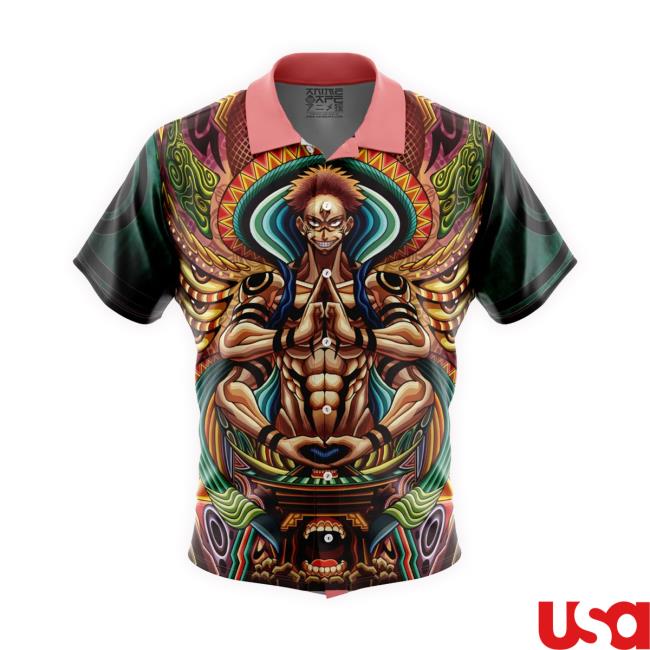 Official Trippy Ryomen Sukuna Jujutsu Kaisen Button Up Hawaiian Sweatshirt