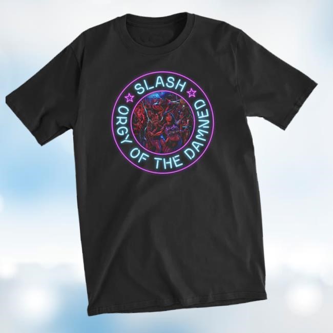 Slash Merch Store Ootd Cover Art Neon Sign Black T-Shirt