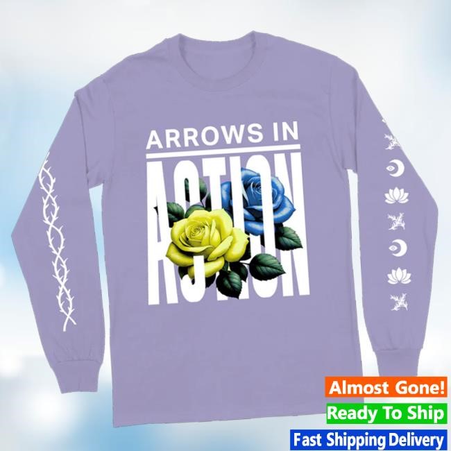 Original Arrows In Action Store Merch Floral Long Sleeve Hooded Sweatshirt