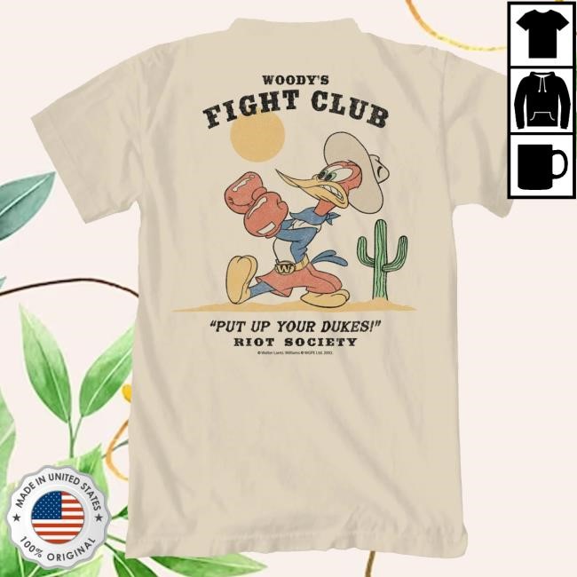 Official Riot Society Merch Woody Woodpecker's Western Fight Club Tee Shirt