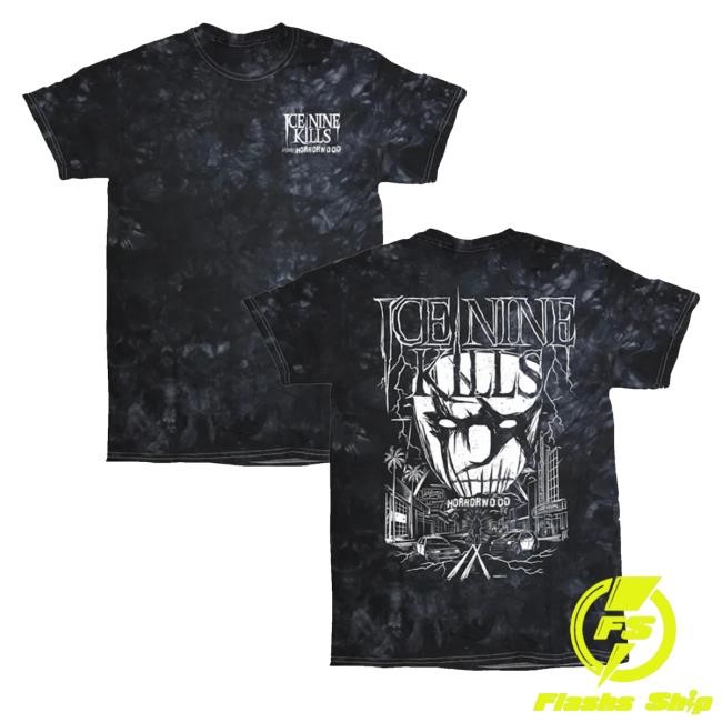 Ice Nine Kills Merch Horrorwood Sketch Acid Wash Hoodie Sweatshirt
