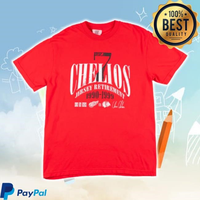 Official Chicago Blackhawks Red Chelios Jersey Retirement Vintage Inspired Wordmark New Shirt Cbh Shop Merch Store
