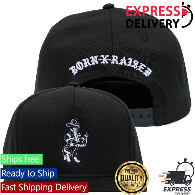 Bornxraised Merch Store Fireman Snooty Snapback Black cap