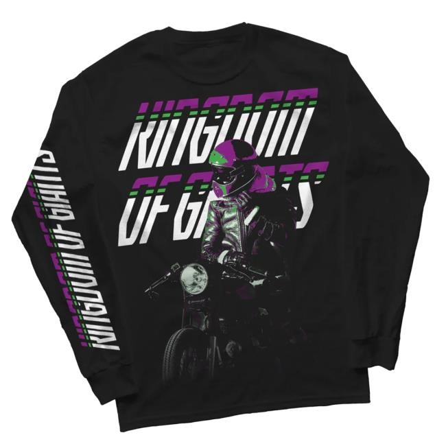 Down Right Merch Kingdom Of Giants - Biker Long Sleeve Hooded Sweatshirt