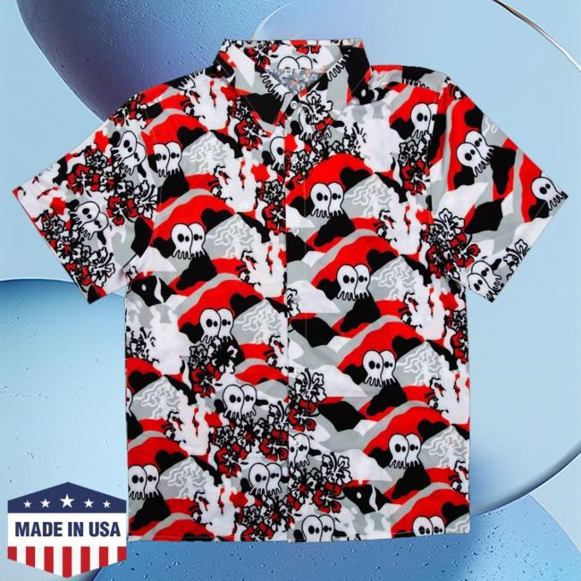 Pepperlive Merch Skullconuts Aloha Red Button Up Funny Shirt