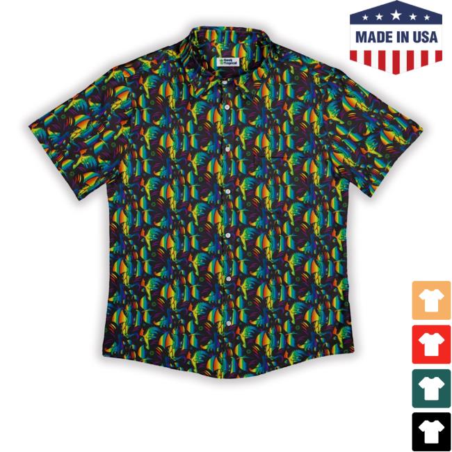 Geektropical Merch Rainbow Dragons Dnd Dice Black Button Up Sweatshirt