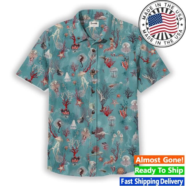 Boozelele Merch Coral Jellyfish Hawaiian T Shirts