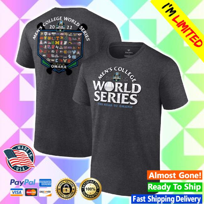 Original Fanatics Heathered Charcoal 2022 Ncaa Baseball College World Series 64-Team T-Shirt