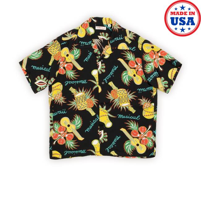 Official Clutch Store Sun Surf Hawaii Musical Hawaiian Long Sleeve Shirt Black