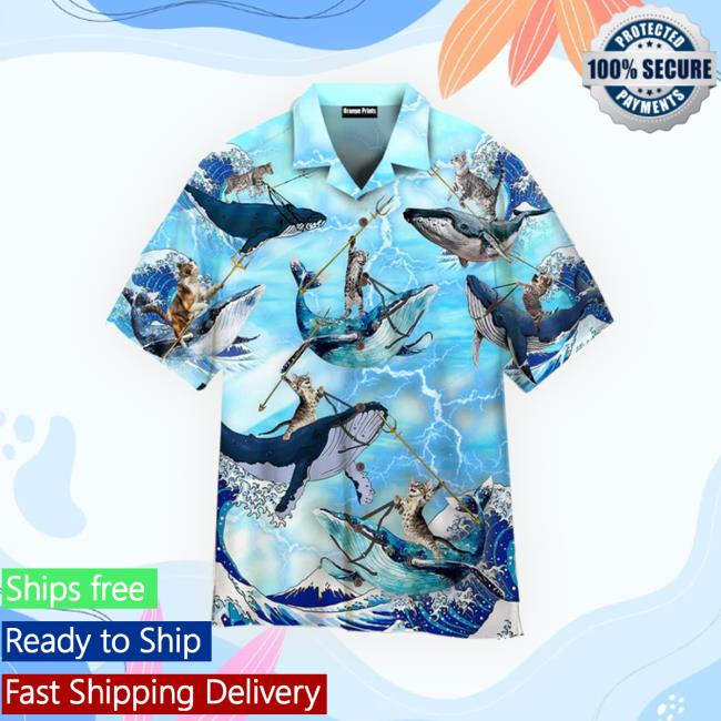Official Cat Riding Whale In Ocean Hawaiian Sweatshirt