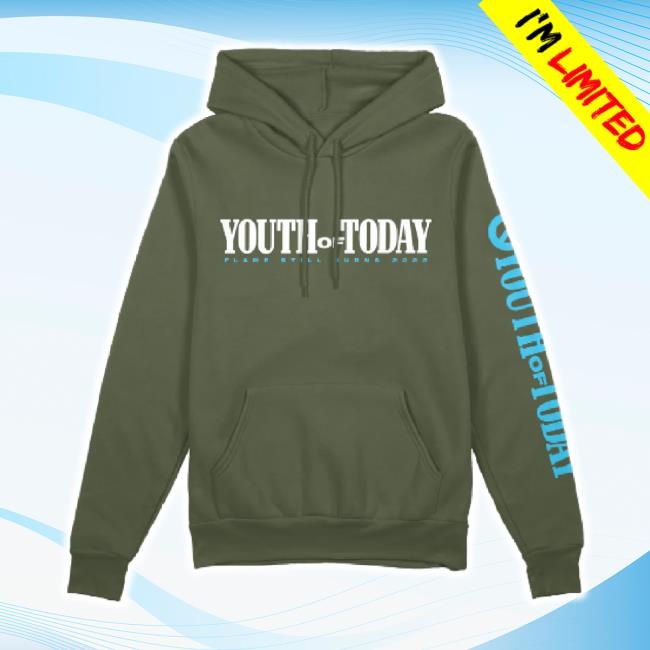 Original Youth Of Today Flame Still Burns Olive Pullover Hoodie Sweatshirt