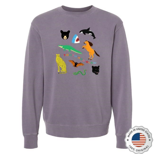 Tooth And Claw Merch Store Animals Crewneck Sweatshirt Pigment Plum T-Shirt