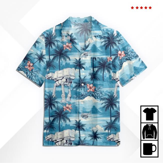 Imperial Walker Blue Hawaiian Beach Button Up Pocket Sweatshirt