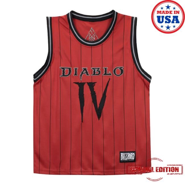 Nice Gear Blizzard Merch Store Shop Diablo Iv Red Basketball Jersey