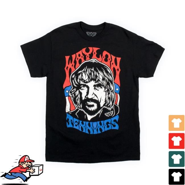 Official Waylonshop Store Waylon Jennings Red White & Blue Tee Shirt