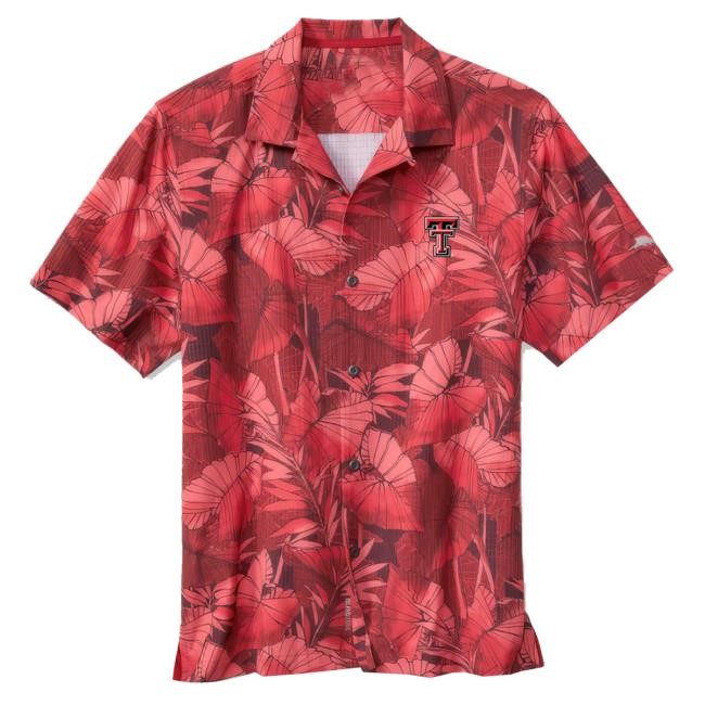 Official Redraideroutfitter Merch Tommy Bahama Texas Tech Sport Bahama Coast Nuevo Fronds Red Button Down Shirts