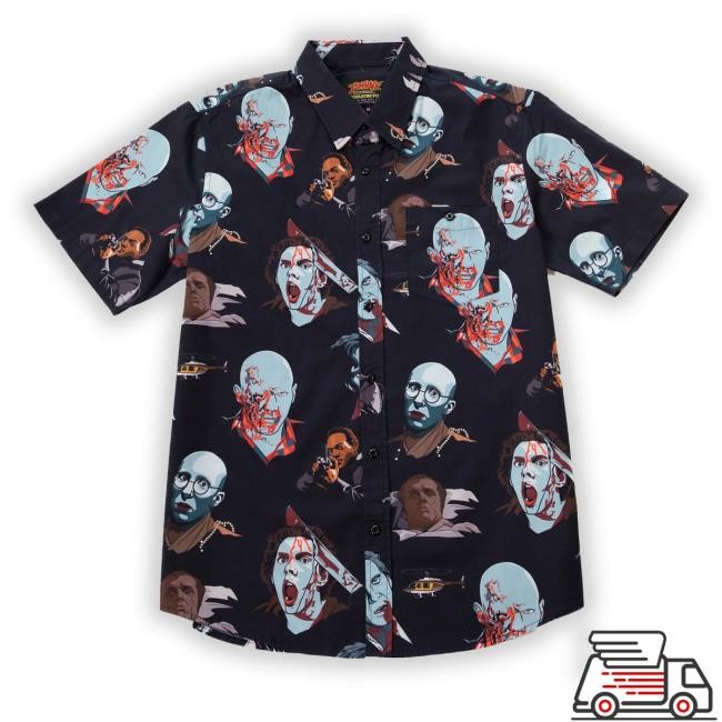 Zombie Dawn Of The Dead Short Sleeve Button-Up New Shirt