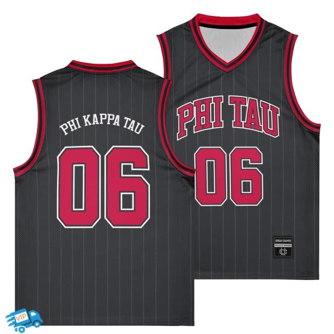 Official The Phi Tau Store Phi Tau Black & Red Basketball Jersey Shirt