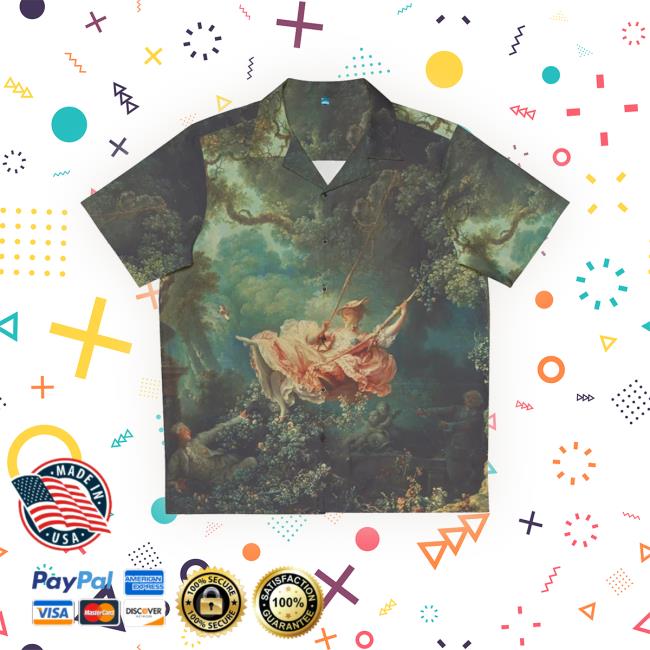 Fragonard Short Sleeve Shirt - The Swing Collared Button Down Art Shirt Men - Hawaiian Shirt- Rococo Art Shirt Aesthetic- Hipster Long Sleeve Shirt