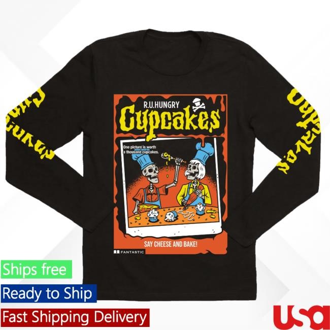 Johnny Cupcakes Merch Say Cheese And Bake Long Sleeve Hooded Sweatshirt