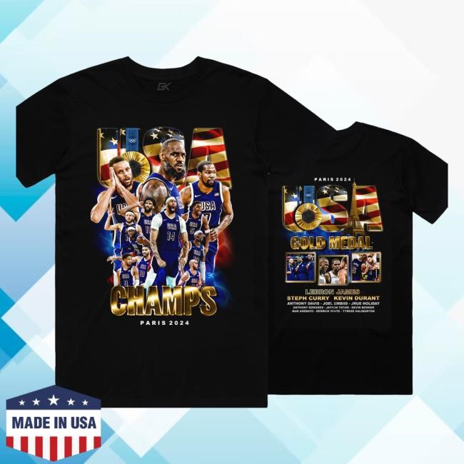 Goldenknightgfx Store Usa Basketball Gold Medal Paris 24 - Double Sided Premium Tee Golden Knight Gfx Merch