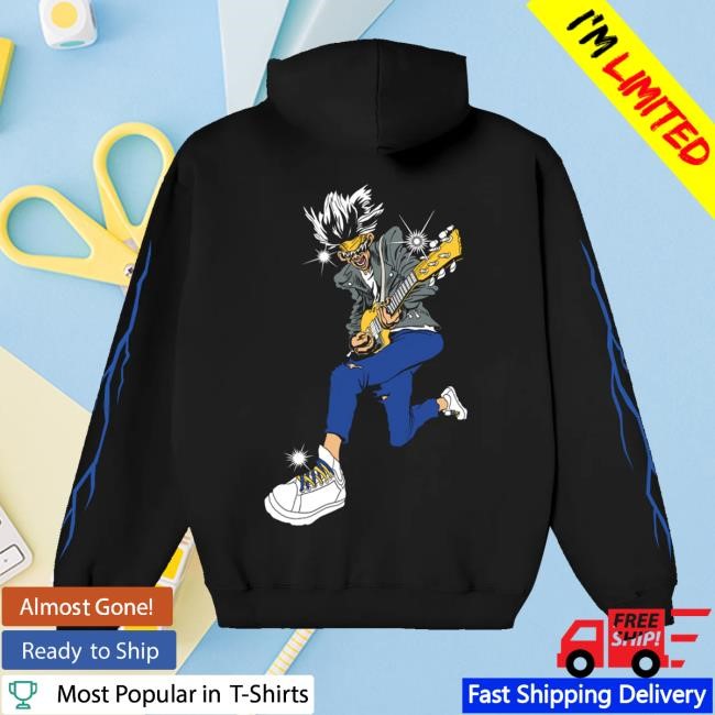 Downright Merch White Reaper Guitar Lightning Black Hoodie Sweatshirt