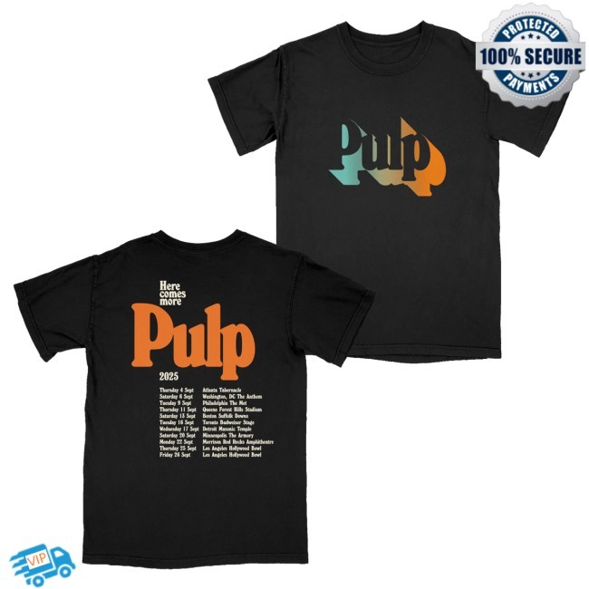 Pulp Merch Here Comes More Tour Shirts Black