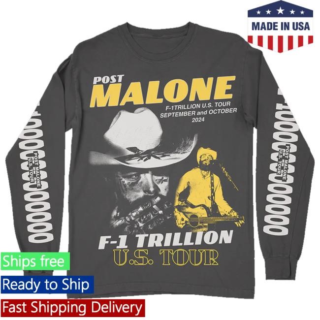 Official Post Malone Merch F-1 Trillion Charcoal Long Sleeve Funny Shirt