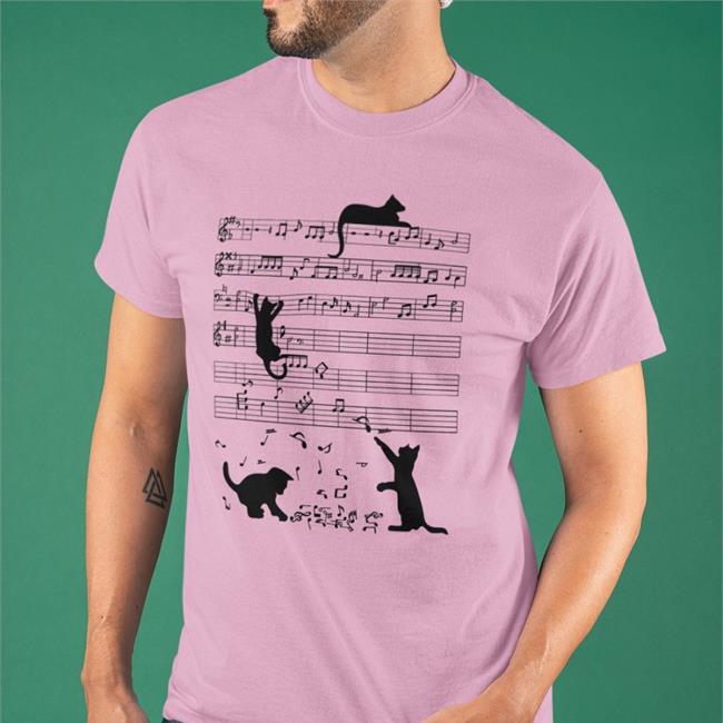Cute Cat Kitty Playing Music Note Clef Musician Art Sweatshirt