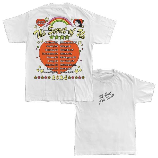 Gracie Abrams Merch Store The Secret Of Us Tour ’24 Dateback T-Shirt, Hoodie, Tank Top, Sweater And Long Sleeve T-Shirt