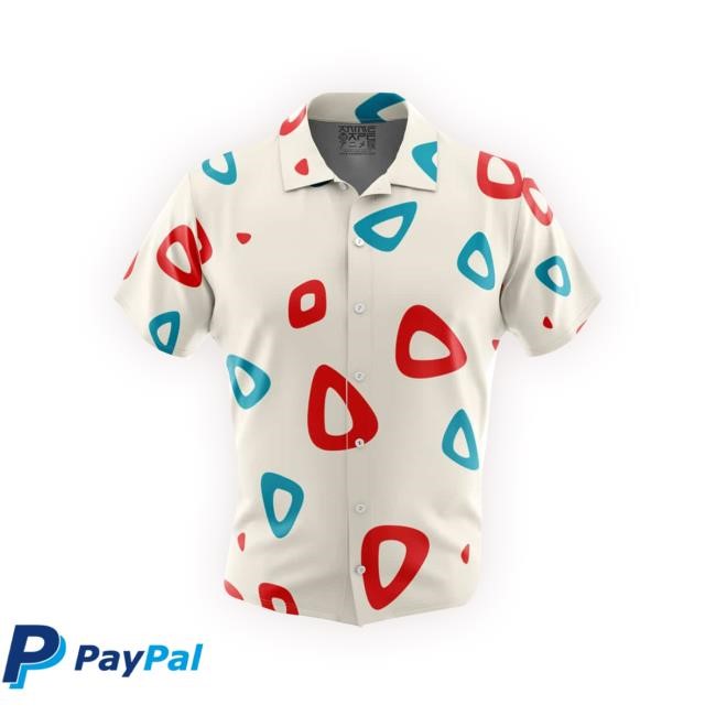Togepi Pattern Pokemon Button Up Hawaiian Hoodie