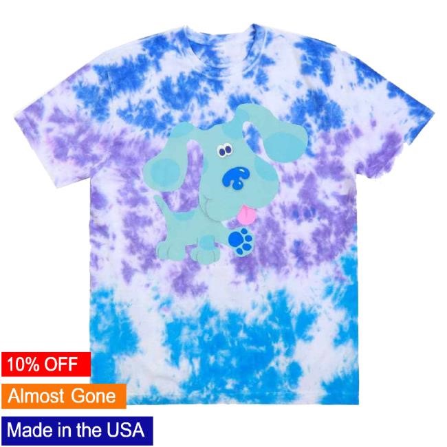 Trending Official Dumbgood Merch Blue's Clues Blue Character Tie Dye Tank Top
