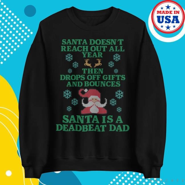 Double Cross Clothing Co Merch Store Santa Is A Deadbeat Dad Crewneck Sweatshirt