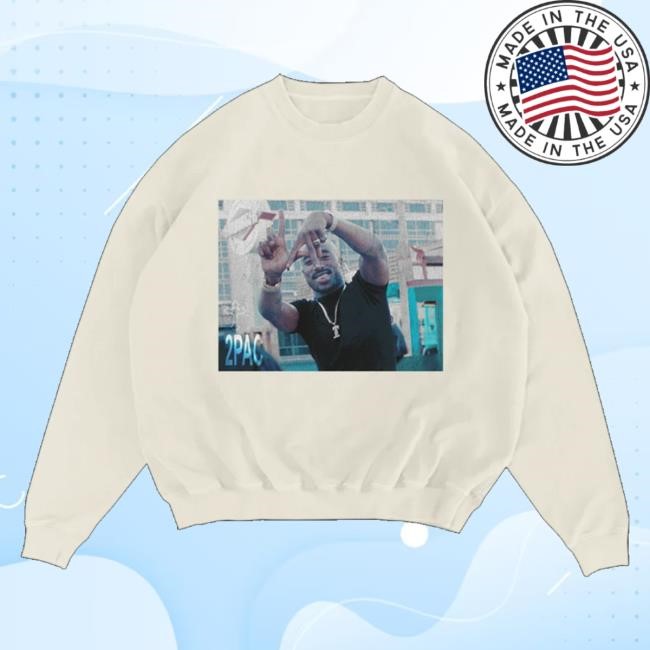 Official 2Pac Merch Store 2Pac Photo Tan Crewneck Sweatshirt