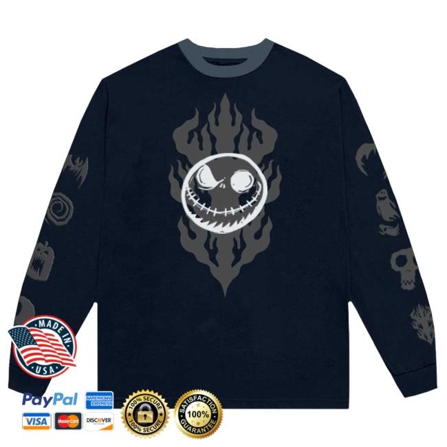 Official Eyesore Merch Store The Nightmare Before Christmas 'Flaming Jack' (Blue) Long Sleeve Long Sleeve Shirt
