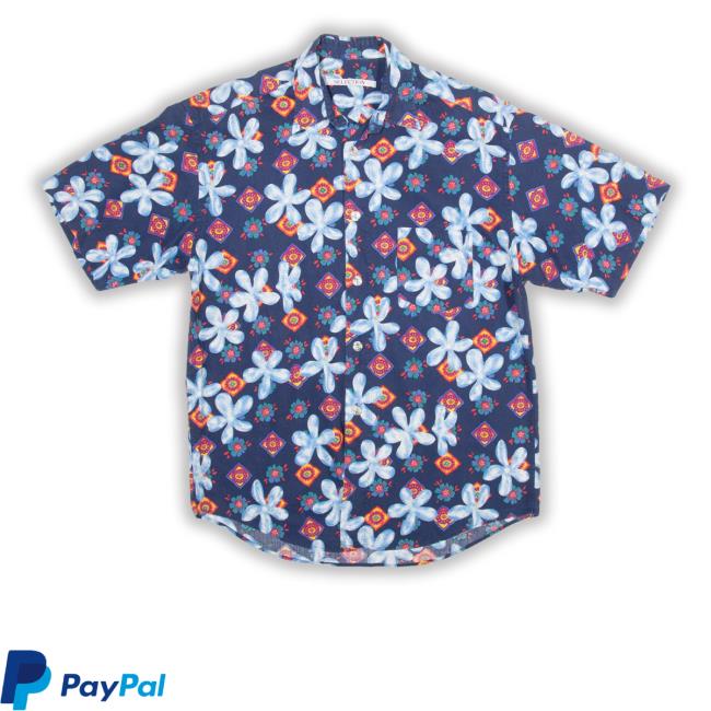 Cerqular Merch Selection Mens Hawaiian Blue 90S Floral T Shirt