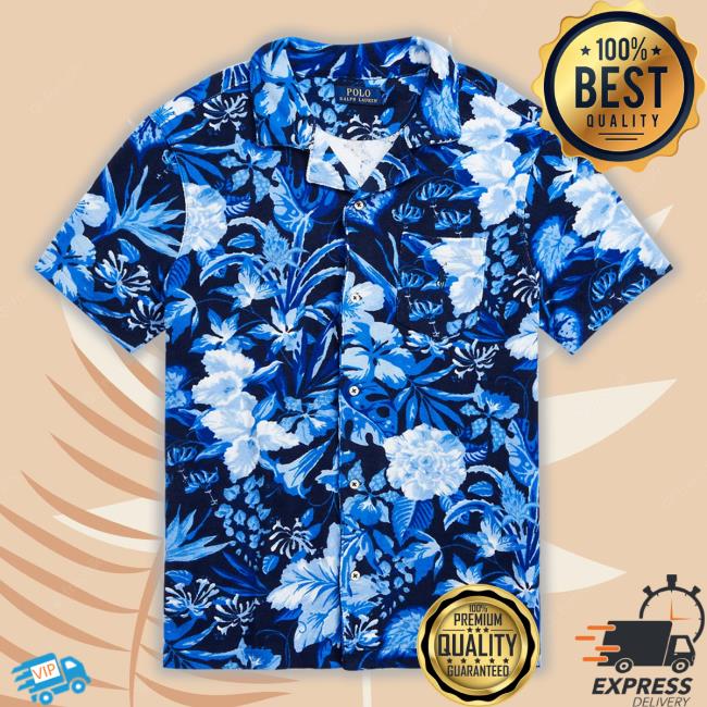 Ralphlauren Merch Custom Slim Fit Floral Terry Camp Hawaiian Shirt