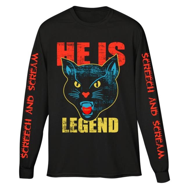 Holy Mountain Printing Merch Shop Store Official He Is Legend Black Cat Long Sleeve T Shirt