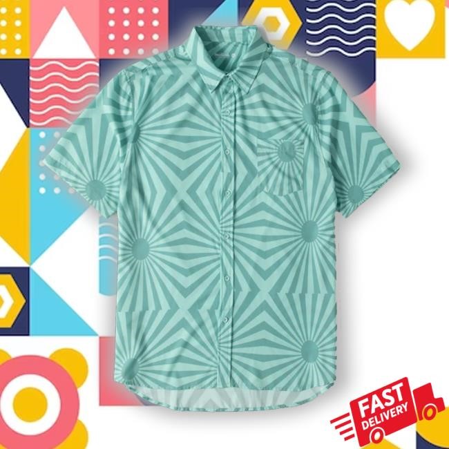 Manana X Ski Shores - Green Ray Breeze Button Up T Shirt