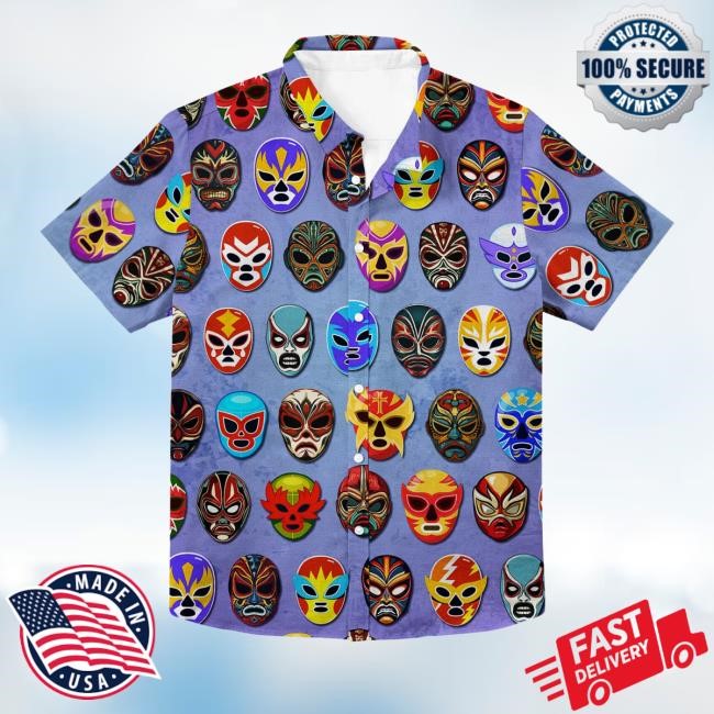Belovedeverything Lucha Libre Mask Hawaiian Button Up Shirts