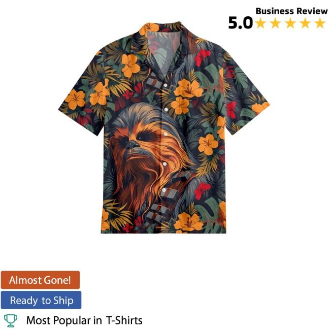 Geeksoutfit Merch Chewbacca Flowers And Trees From Button Up Pocket Shirt