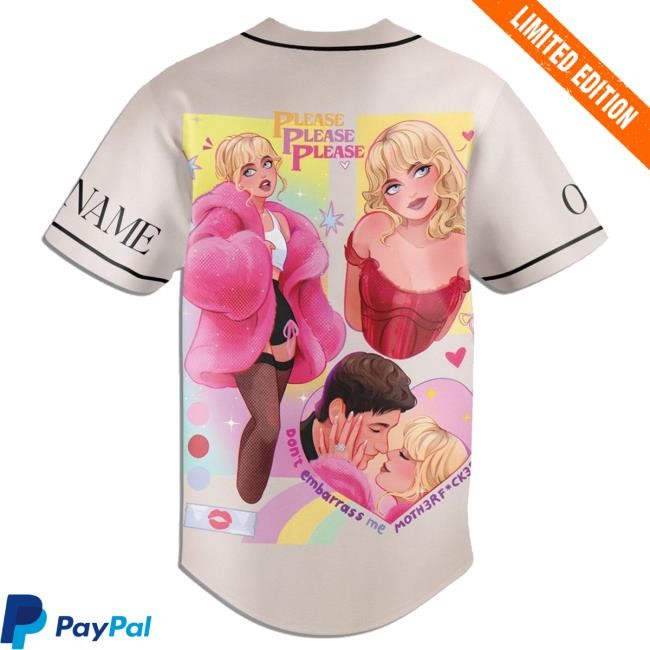 Sabrina Carpenter Please Please Please Baseball Jersey Tee Shirt